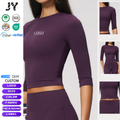 JY New Arrival Women Slim Fit Quick-Drying Yoga Top Crew Neck Half Sleeve Workout Shirt for Outdoor Running Fitness Activewear