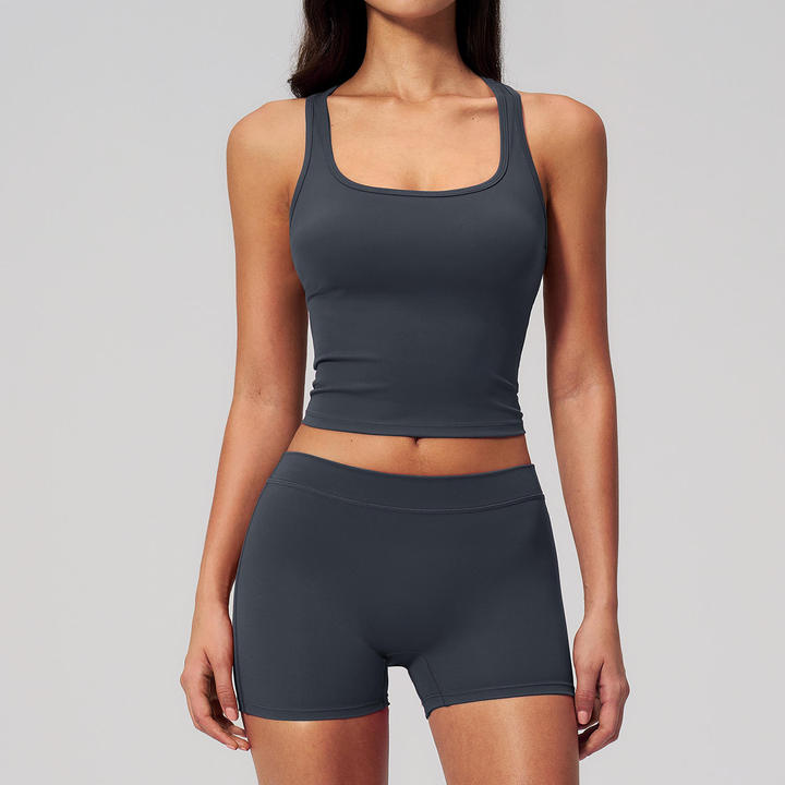 Hot-Selling Yoga Set Women's Sports Tank Top and Running Pilates Shorts Two-Piece Set
