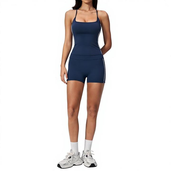 JY Brushed Spandex/Nylon Women's Breathable Yoga Set Running Fitness Pilates Slimming Hip-Lifting Tummy-Tucking Shorts Sport Set