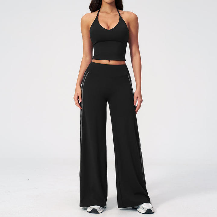 JY New Arrival Halter Sports Bra Tops High Waist Flared Pants Leggings Suits Eco-Friendly Quick Dry Breathable Yoga Active Sets