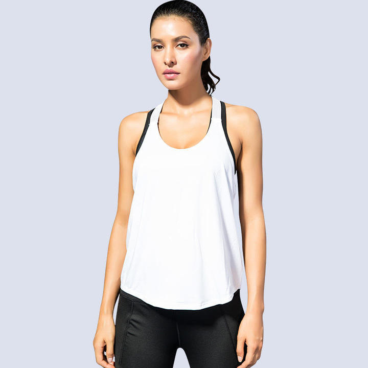 JY 2026 New Sleeveless Racerback Sports Tank Top for Women "ENERGY" Strap T-Back Design Loose Fit Quick-Drying Gym Workout Top