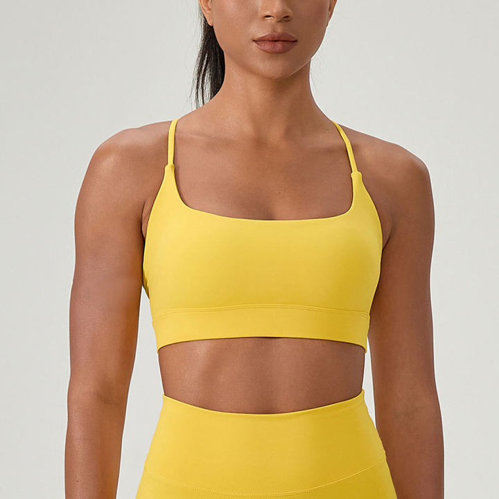 JY New Custom Active Fitness Comfortable Halter Minimal Adjustable Straps Gym Yoga Backless Women Fitness Workout Sports Bra
