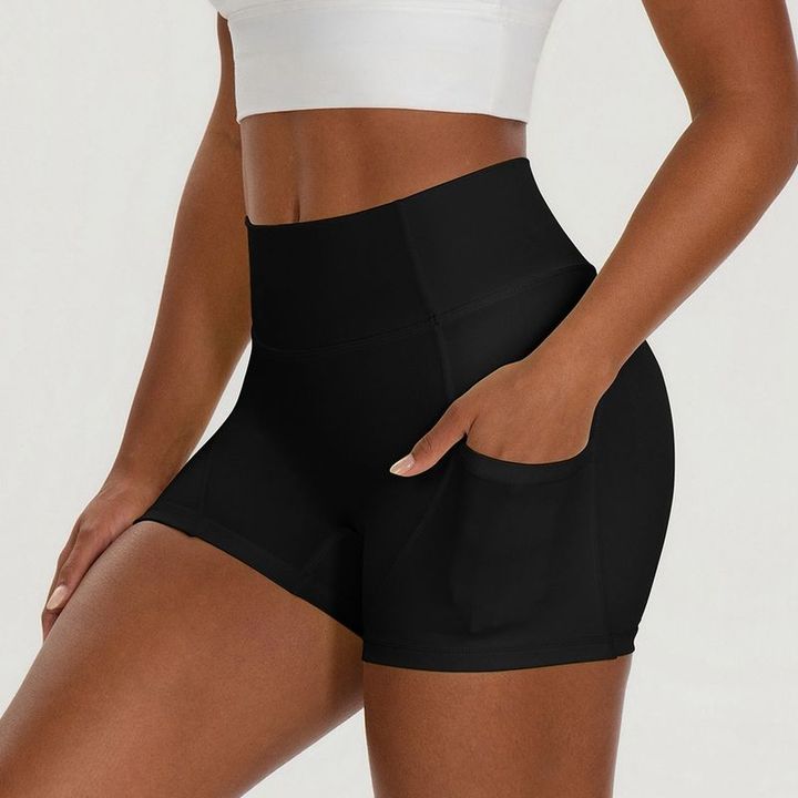 JY 2026 New Style High Waist Solid Yoga Shorts for Women with Pockets Butt Lifting Four-Way Stretch Summer for Workout Training