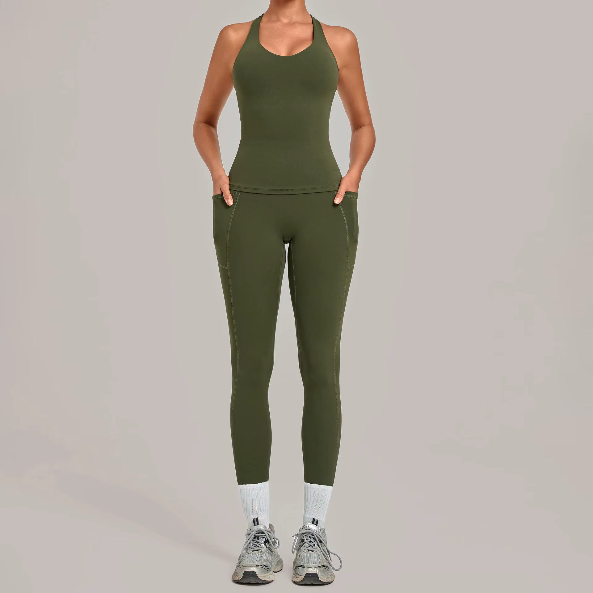 Deep V Sports Tank & Leggings Set