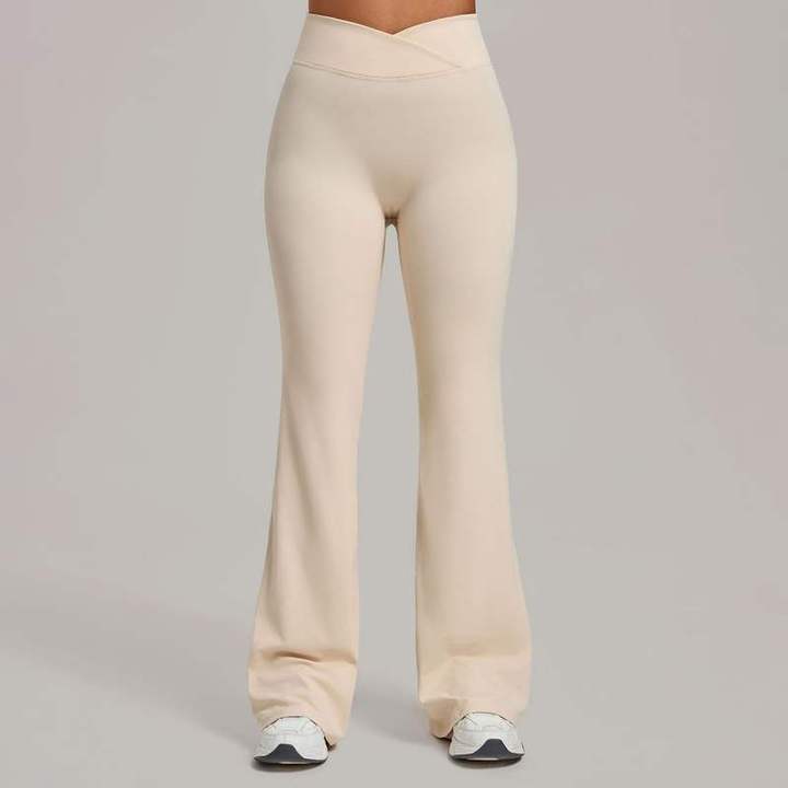 JY 2026 Custom Logo Women's High VWaist Flared No Front Seam Yoga Pants Sculpt Scunch Butt Soft Stretchy Gym Flare Yoga Leggings