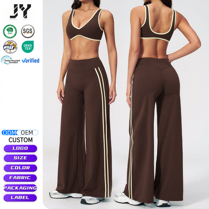 JY 2026 New Custom Activewear Womens Sports Bra Loose Sports Pants Quick Dry Running Casual Gym Fitness Yoga Sports Yoga Sets