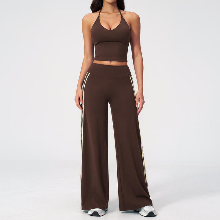 JY New Arrival Halter Sports Bra Tops High Waist Flared Pants Leggings Suits Eco-Friendly Quick Dry Breathable Yoga Active Sets