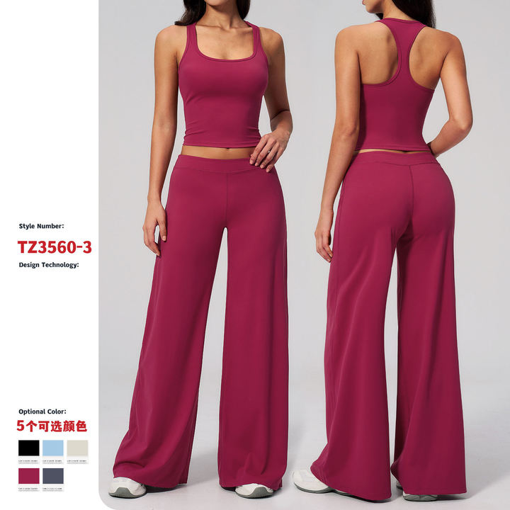 JY Wholesale Raceback tank & Wide Leg Pants Set Form-fitting Silhouette Ultra Soft & Buttery Smooth Perfect for Yoga/pilates/gym