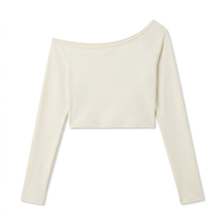 JY 2026 High Quality Asymmetric Off-Shoulder Plus Size Yoga Top Long Sleeve Slim Fit Cropped Gym Shirt Moisture Wicking Athletic