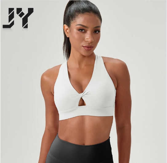 JY New Yoga Bra Removable Chest Pad Quick-Drying Sports Vest Buckle Design Shockproof Fitness Underwear Simple Medium Support