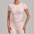 JY Hot Selling Active Sport Wear Women Moisture Wicking Round Neck Fitness T Shirt Quick-Drying Short Sleeve Running Gym T-shirt