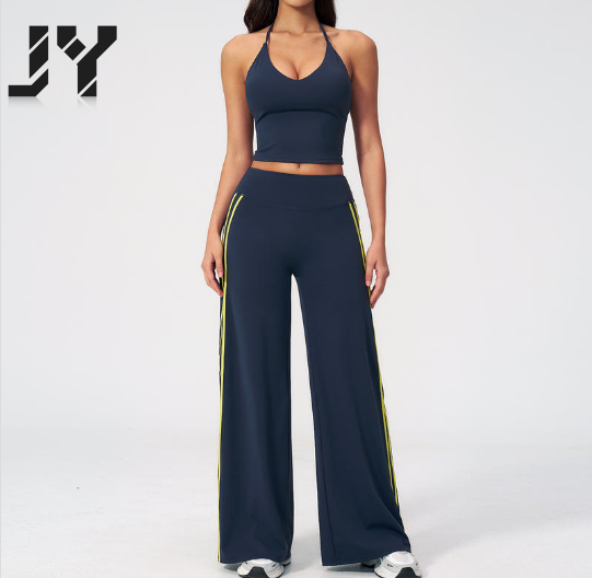JY New Arrival Halter Sports Bra Tops High Waist Flared Pants Leggings Suits Eco-Friendly Quick Dry Breathable Yoga Active Sets