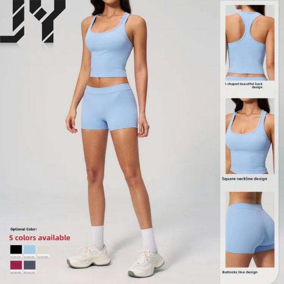 Hot-Selling Yoga Set Women's Sports Tank Top and Running Pilates Shorts Two-Piece Set