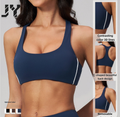 JY Color-Block High Support Padded Yoga Sports Bra Plus Size Active Running Shockproof Fitness Top Beautiful Back Yoga Clothing