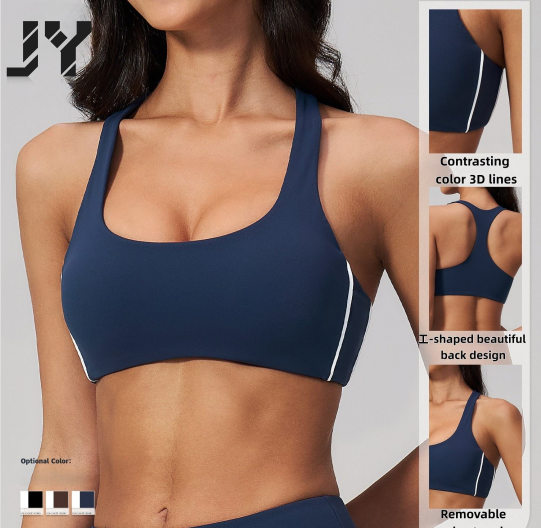 JY Color-Block High Support Padded Yoga Sports Bra Plus Size Active Running Shockproof Fitness Top Beautiful Back Yoga Clothing