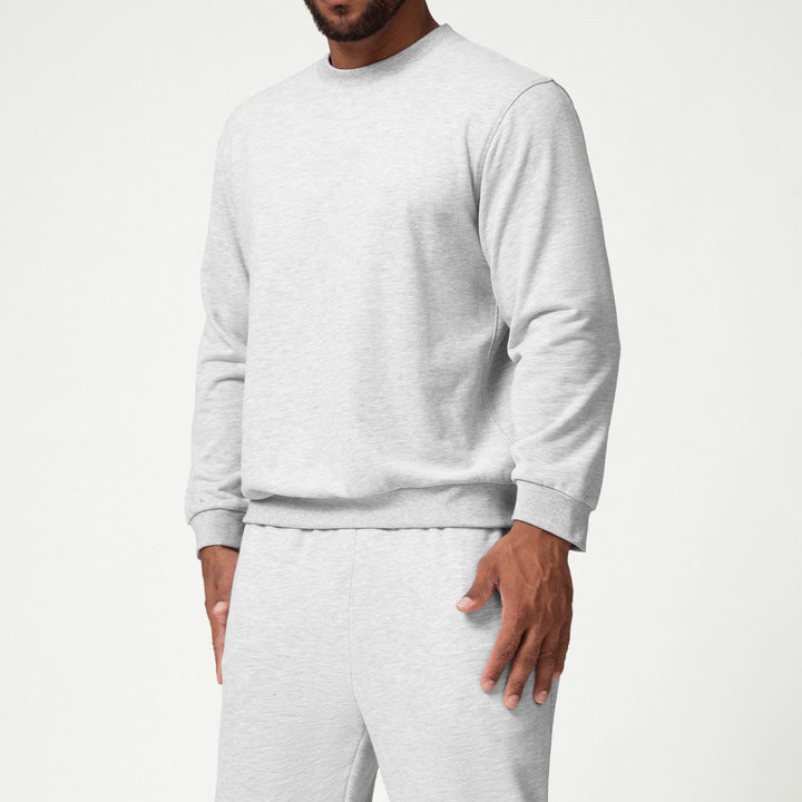 JY 2024 American Sports Leisure Round Neck Sweat Solid Color Citywalk Home Commuter Sweat Men's Wear