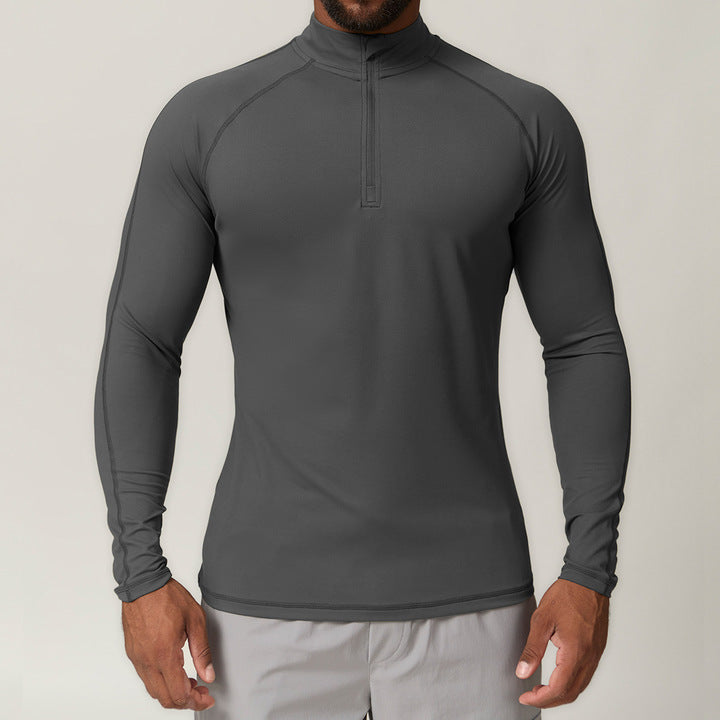 JY Custom Sports Quick-drying Zipper Long-sleeved T-shirt Running Fitness Home Commuter Casual Top for Men