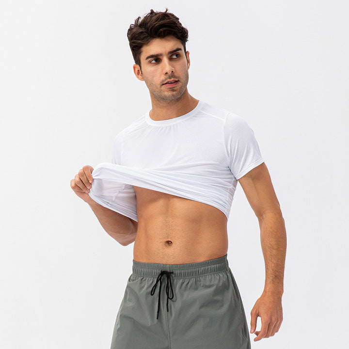 Men's Quick Dry Fitness Tees Bodybuilding Tops Muscle Fit Gym Train Compression Top Mens Skin Tight T-shirt