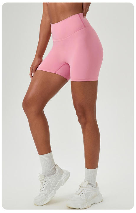 JY European American Style High Waist Ruched Sexy Peach Butt Tight Spandex/Nylon Sports Shorts Women's Stretchy Hip-Lifting Yoga