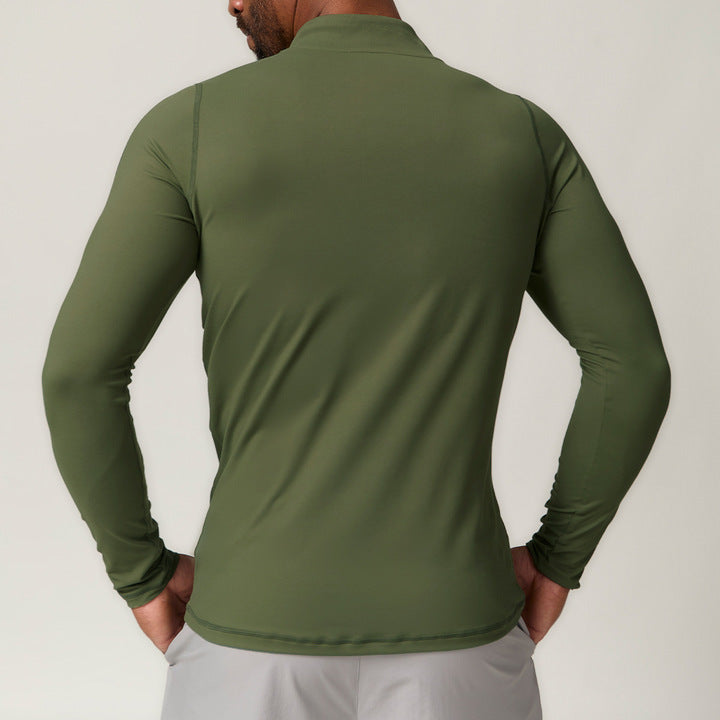 JY Custom Sports Quick-drying Zipper Long-sleeved T-shirt Running Fitness Home Commuter Casual Top for Men