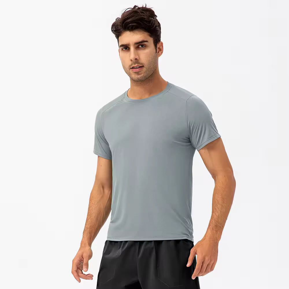 Men's Quick Dry Fitness Tees Bodybuilding Tops Muscle Fit Gym Train Compression Top Mens Skin Tight T-shirt
