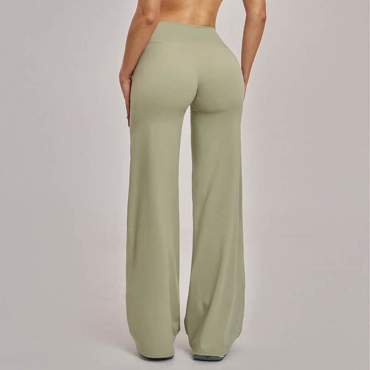 JY 2026 OEM Women Solid High Waist Ruched Butt Lifting Flare Yoga Pants Nylon Spandex Tummy Control Quick Dry 4 Ways Stretch Gym