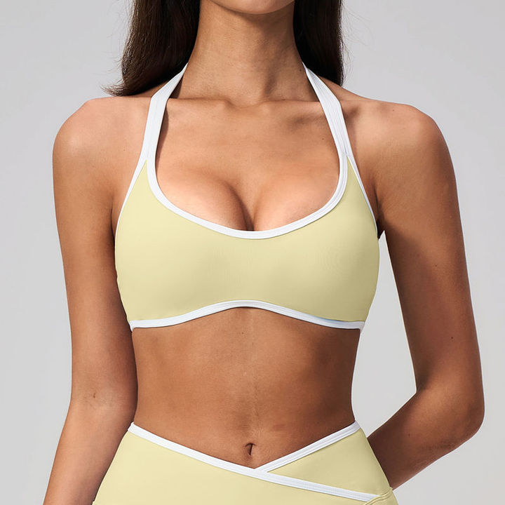 JY New Custom Active Fitness Custom Contrast Colors Yoga Bra Womens Sports Tank Top Underwear for Running Training Fashionable