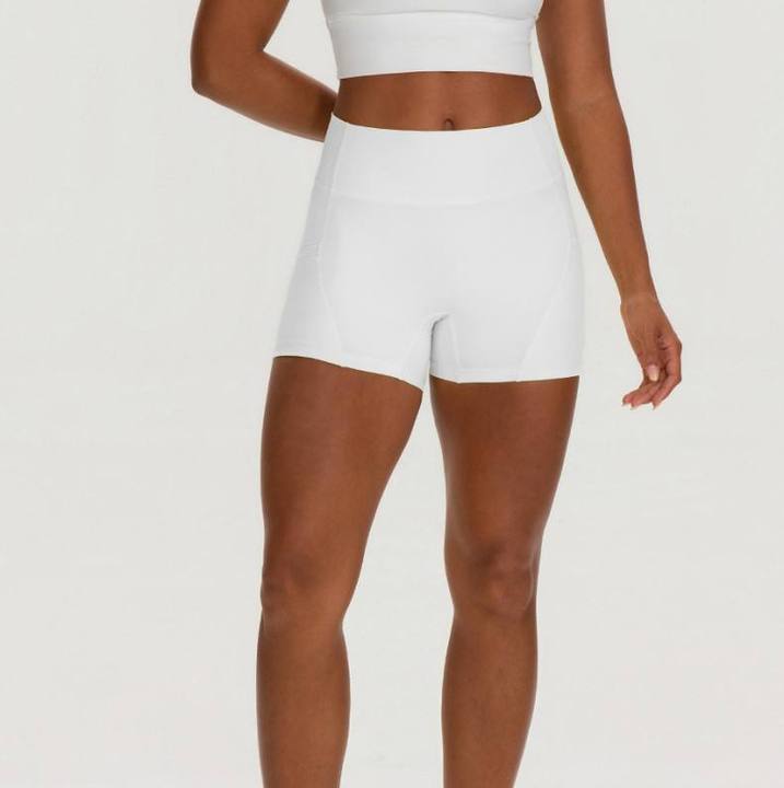 JY 2026 New Solid Nylon Spandex Yoga Tight Shorts with Side Pocket for Woman High Waist Quick Dry Sports Fitness Running Shorts