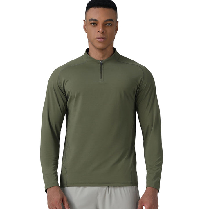 Men's Polartec Fleece Half-Zip Jersey Loose Fit Winter Thermal Base Layer for Running & Cycling Solid Pattern Plain Dyed