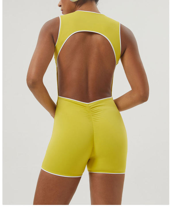 JY New Arrival Fashion High Elastic Hollow Out Back Fitness Yoga Bodysuit Skin Friendly Breathable Workout Jumpsuit Sportswear