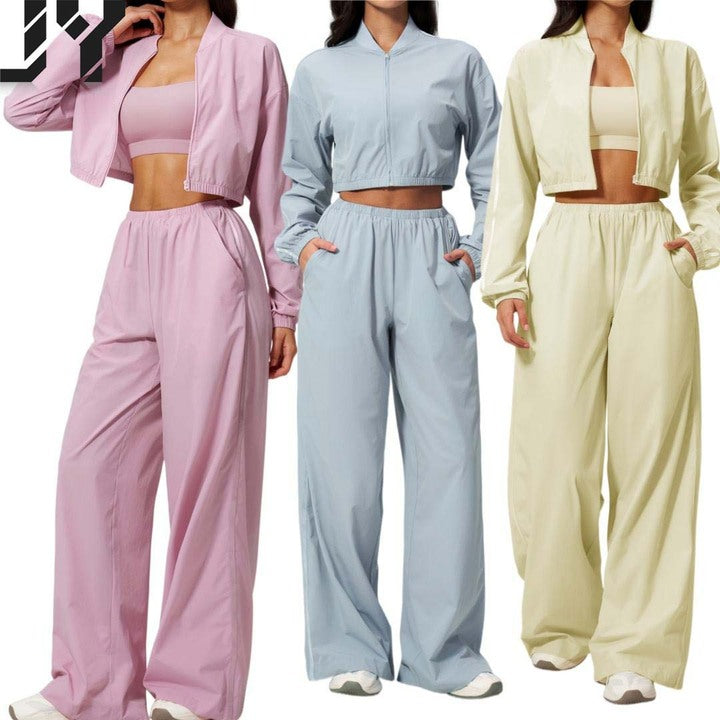 Hot-selling New Arrival Women's Yoga Set: UV-Protective Cropped Top and Quick-Dry Outdoor Workout Pants