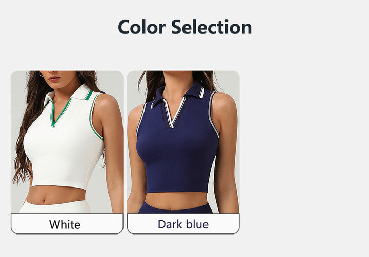 JY New Slim Fit Custom OEM Fashion POLO Shirt Collar Tennis Wear Sports Vest Sweat-absorbent Sleeveless Tops Women's Yoga Wear