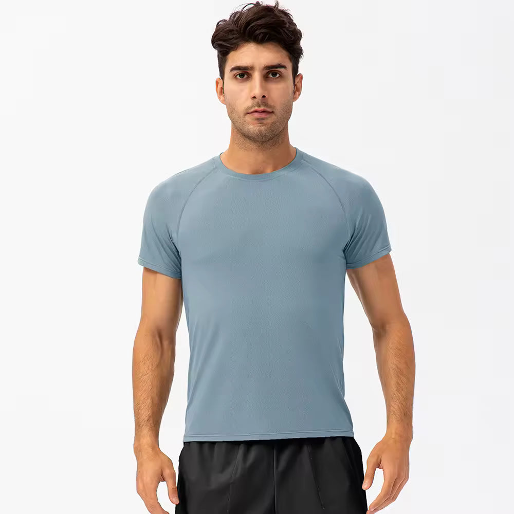 Men's Quick Dry Fitness Tees Bodybuilding Tops Muscle Fit Gym Train Compression Top Mens Skin Tight T-shirt