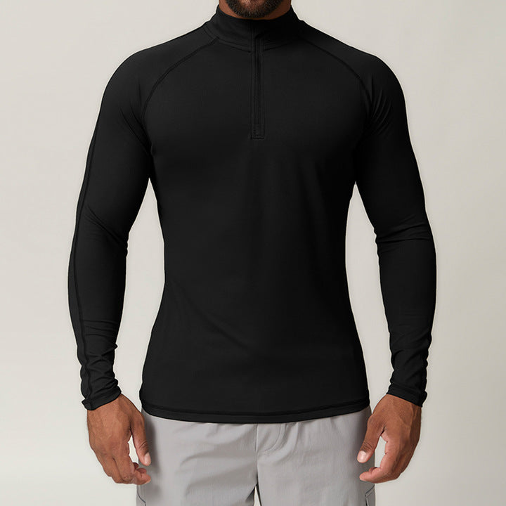 JY Custom Sports Quick-drying Zipper Long-sleeved T-shirt Running Fitness Home Commuter Casual Top for Men