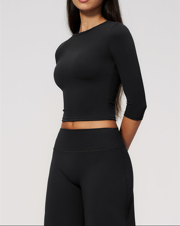 The Natalia Half-Sleeve Top Wide-Leg Crop 2-Piece Set