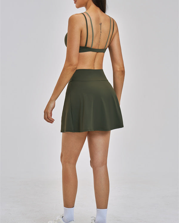The Seraphine Layered V Sports Bra Skirt 2-Piece Set