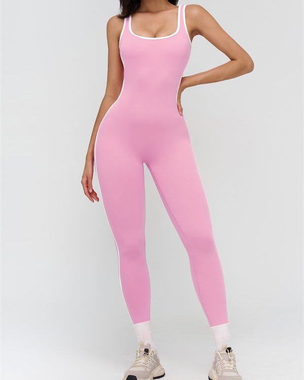 Contrast Trim Sculpt JumpsuitVOLTRA FIT