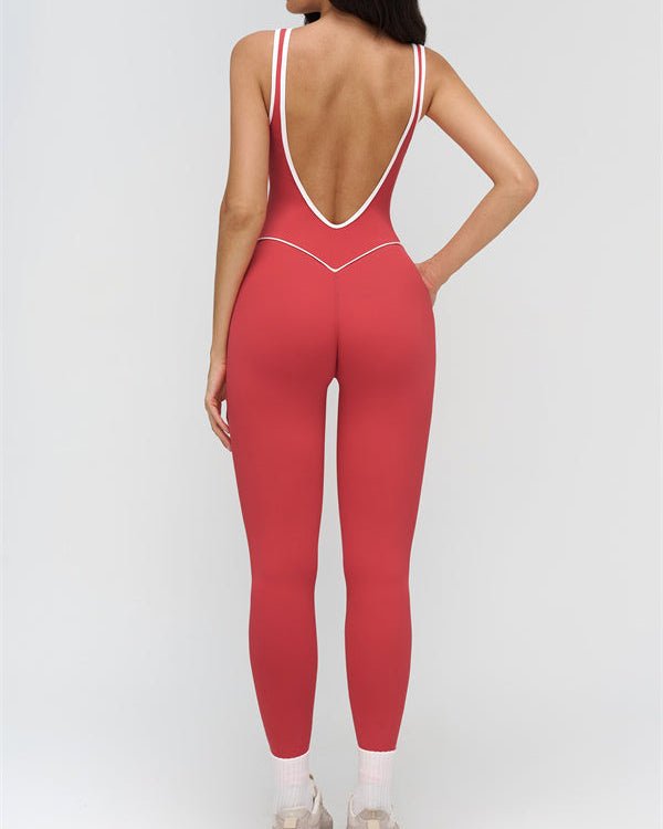 Contrast Trim Sculpt JumpsuitVOLTRA FIT