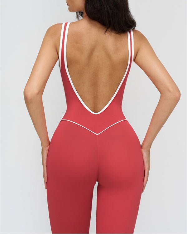 Contrast Trim Sculpt JumpsuitVOLTRA FIT