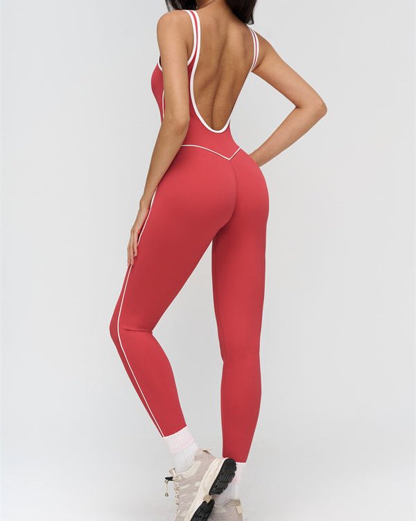 Contrast Trim Sculpt JumpsuitVOLTRA FIT