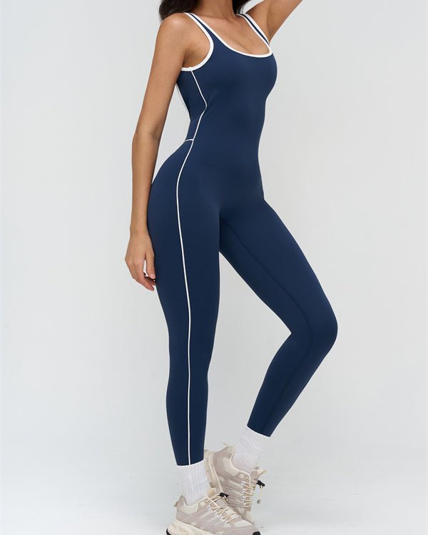 Contrast Trim Sculpt JumpsuitVOLTRA FIT