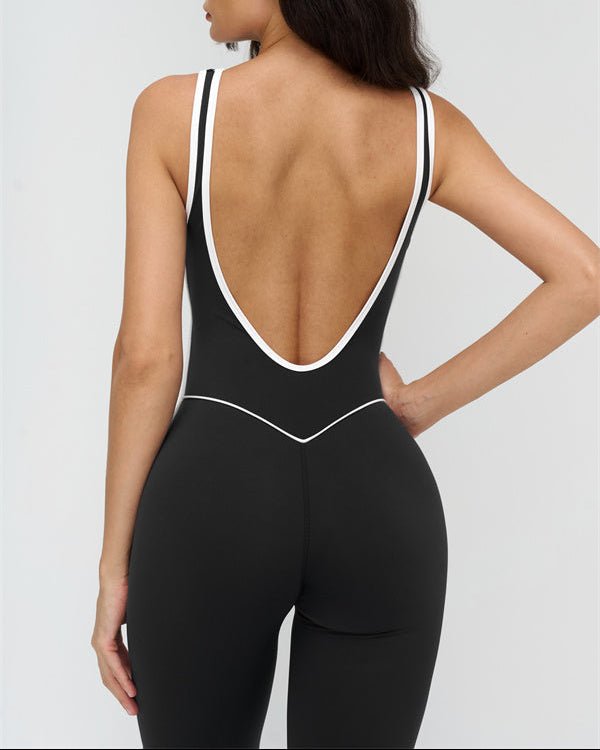 Contrast Trim Sculpt JumpsuitVOLTRA FIT