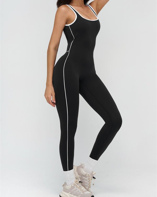 Contrast Trim Sculpt JumpsuitVOLTRA FIT