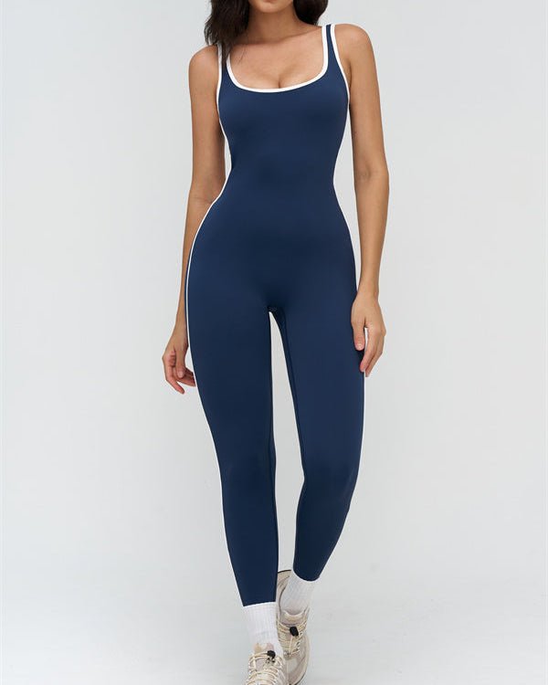 Contrast Trim Sculpt JumpsuitVOLTRA FIT