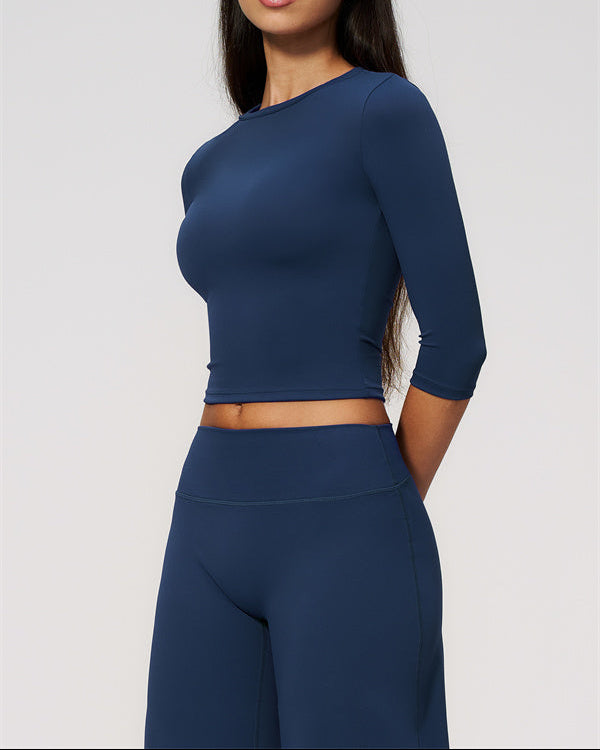 The Natalia Half-Sleeve Top Wide-Leg Crop 2-Piece Set