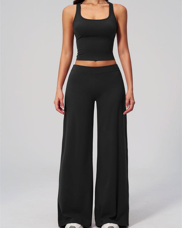 The Revive Crop Top Straight Leg Pants 2-Piece Set