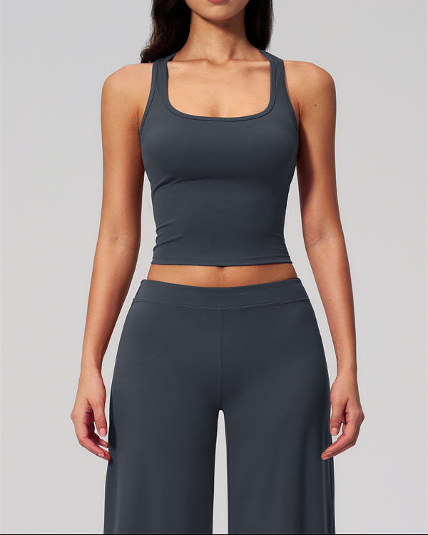 The Revive Crop Top Straight Leg Pants 2-Piece Set