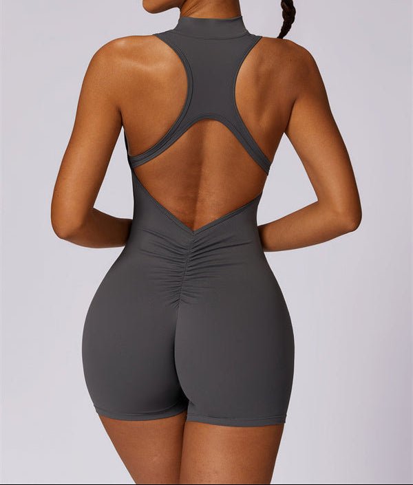 Half-Zip Cutout Back JumpsuitJumpsuits & RompersVOLTRA FIT