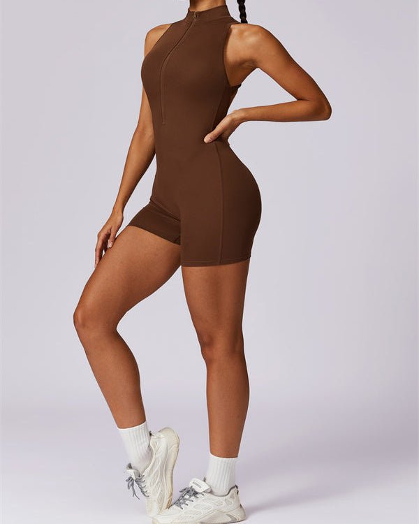 Half-Zip Cutout Back JumpsuitJumpsuits & RompersVOLTRA FIT