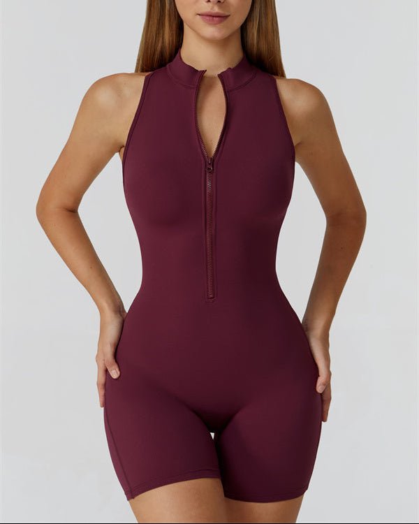 Half-Zip Cutout Back JumpsuitJumpsuits & RompersVOLTRA FIT